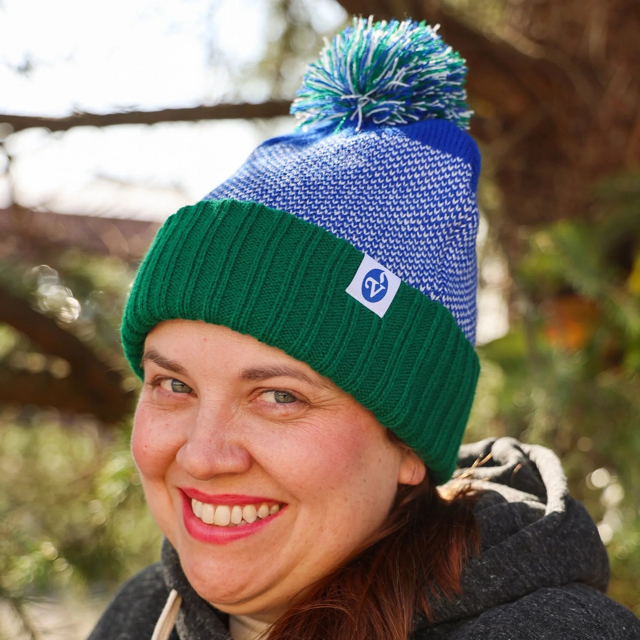 Cuffed Pom Pom Knitted Hat