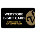 Black e-gift card with white text and a VCC logo  - Not for use in our coffee house.